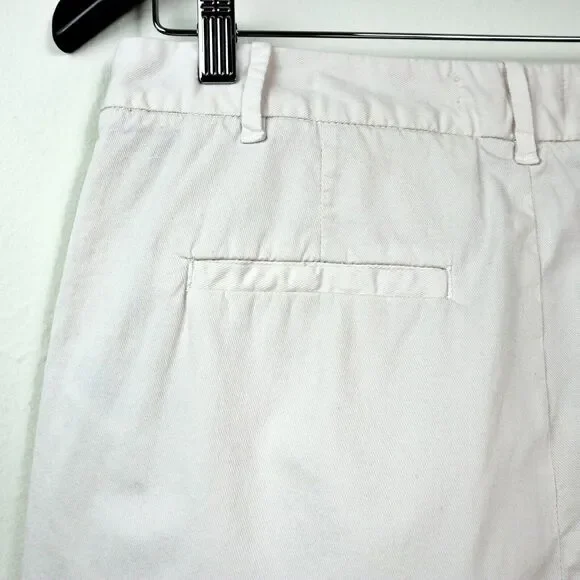 Nili Lotan Size 2 Granada Bermuda Shorts White Stretch Cotton Twill - Picture 7 of 9